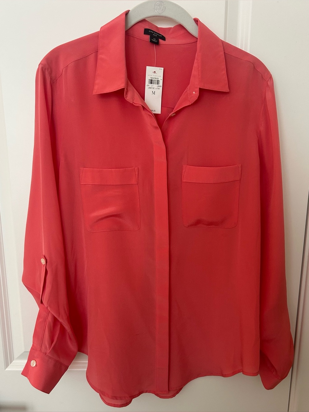 Ann Taylor Coral Button-Front Blouse